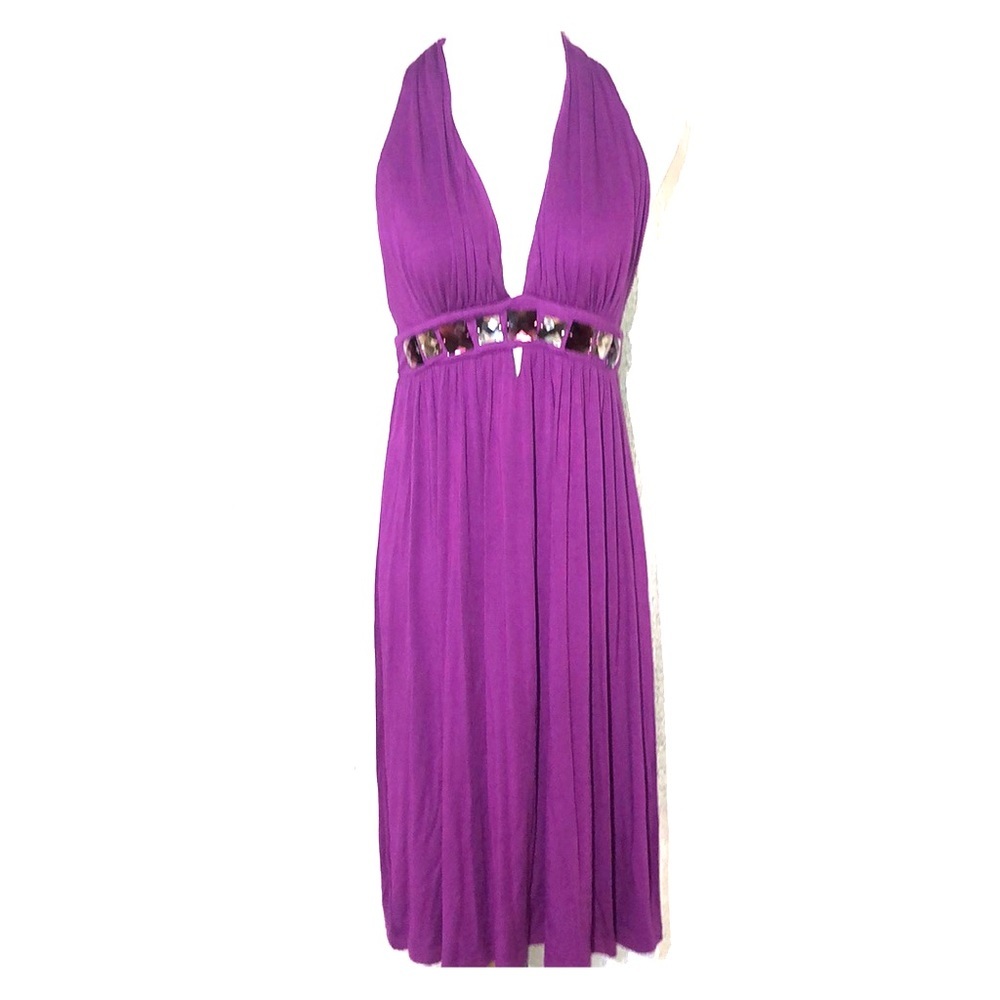 Purple Jeweled Halter Dress
